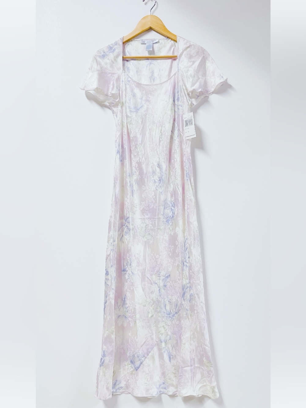 August Silk Intimates Floral 100% Silk Square-Neck Maxi Nightgown Dress Size M - Picture 2 of 7